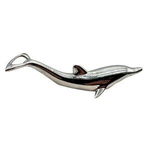 Dolphin Shaped Solid Metal Bottle Opener Silver Finish 6.5"h x 2.25"w